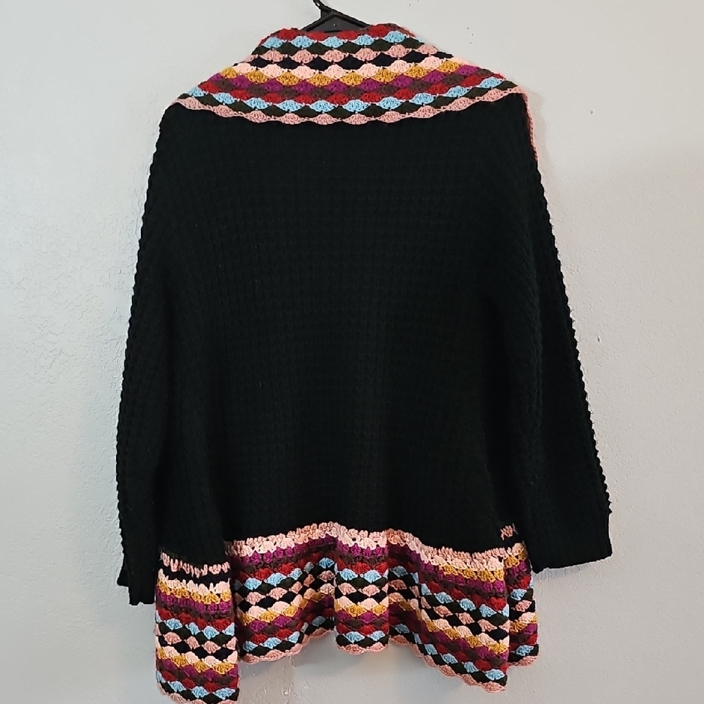 Pom Pom Boutique Multicolor Crochet Open Front Cardigan Womens Small/Medium - Picture 7 of 9